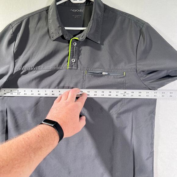 Cherokee Uniforms Henley Top Woman's Large Style # CKI803 Grey Zipper Pocket - Picture 7 of 11